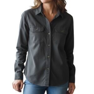 VANS Cotton Twill Utility Shirt Black Fade Long Sleeve Button Down Baddie Size S